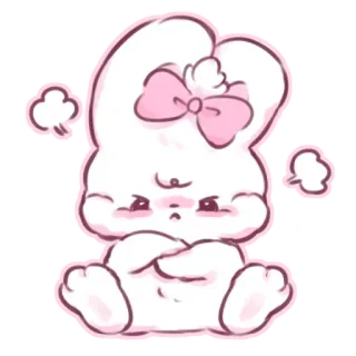 📩 conejo, lindo, enojado, dibujos animados, pegatina, rosa, conejo telegram sticker