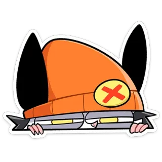😑 cartoon, personage, oranje hoed, sticker, illustratie telegram sticker
