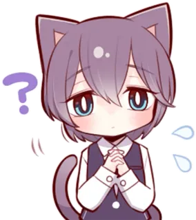 ❓ Anime, Chat, Mignon, Kawaii, Manga, Question, Autocollant telegram sticker
