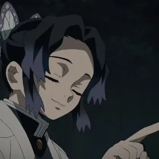 💜 Shinobu Kocho Demon Slayer Anime, Manga, Shinobu Kocho, Demon Slayer, Kreskówka, Postać kobieca, Uśmiech telegram sticker