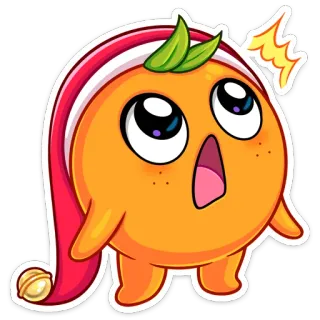 😳 orange, mignon, dessin animé, autocollant, endormi, pyjama telegram sticker