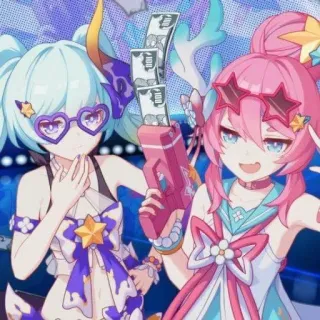 🤑 Anime, Meisjes, Cartoon, Geldpistool, Fantasy, Kleurrijk whatsapp sticker