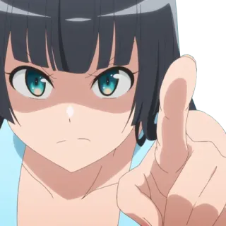 ☝ Аниме, Девушка, Указывает, Злая telegram sticker