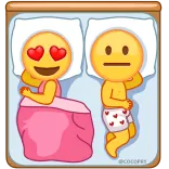 👻 emojis, love, heart, romance, couple, bed, relationship whatsapp sticker