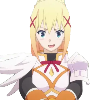 😯 Darkness Konosuba อนิเมะ, ความมืด, Konosuba, Waifu, ผู้หญิง, สีบลอนด์, ชุดเกราะ telegram sticker