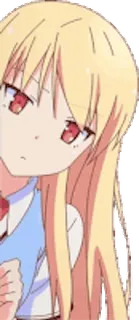 😏 Anime, Ragazza, Capelli biondi, Occhi rossi, Uniforme scolastica telegram sticker