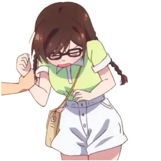 👼 Anime, Chica, Gafas, Molesta, Agarrando telegram sticker