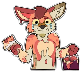 😫 furry, animal, crying, paint, sad, illustration, sticker telegram sticker