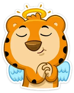 👼 animal, tigre, auréole, ange, ailes, dessin animé, mignon telegram sticker