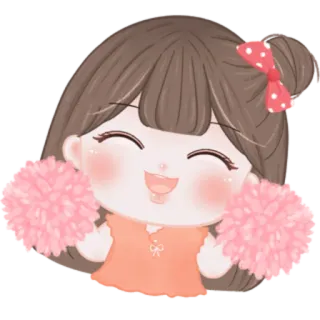 🎀 cheerleader, girl, pom poms, cartoon, cute, happy telegram sticker