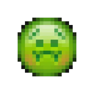 🤢 green, pixel art, face, monster telegram sticker