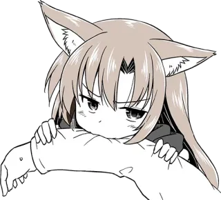 😡 애니메이션 여자, 고양이 귀, 물기, 짜증, 만화, 불쾌한 telegram sticker
