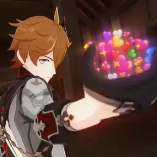 🥰 Tartaglia Genshin Impact Anime, Personaje, Juego, Genshin Impact, Corazones, Lindo whatsapp sticker