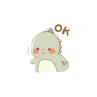 🆗 OK 恐龙 (kǒnglóng), 可爱 (kě'ài), OK, 同意 (tóngyì), 动物 (dòngwù) whatsapp sticker