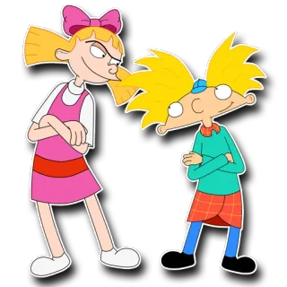 👫 Arnold Hey Arnold! dessin animé, nickelodeon, enfant, helga, ami telegram sticker