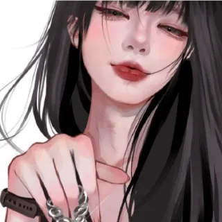 😁 Anime, Cô gái, Nghệ thuật, Minh họa, Vẻ đẹp, Tóc đen telegram sticker