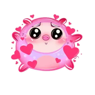 😘 lindo, animal, corazones, rosa, dibujos animados whatsapp sticker