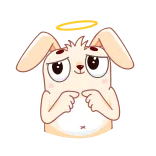 😇 coniglio, carino, animale, angelo, cartone animato whatsapp sticker