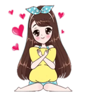 👥 Desenho animado, Anime, Garota, Corações, Fofo, Kawaii, Adesivo telegram sticker