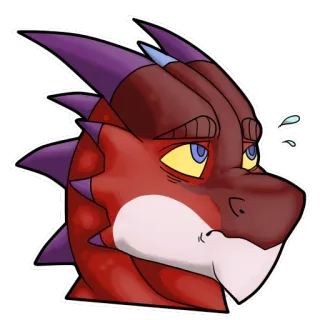😨 dragon, dessin animé, rouge, violet, fantaisie whatsapp sticker