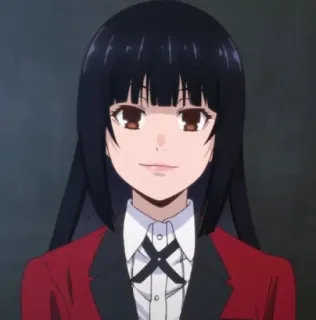 ♣️ Yumeko Jabami Kakegurui anime, girl, kakegurui, yumeko jabami, black hair, red jacket telegram sticker