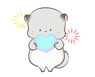 💚 Шиншилла, Сердце, Милый, Животное, Грызун, Каваий whatsapp sticker