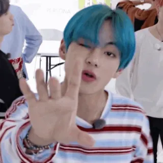 🤙 persona, occhiolino, capelli blu, ritratto, kpop, asiatico, uomo whatsapp sticker