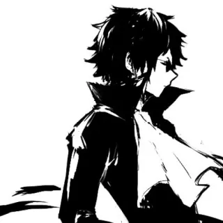 🐈‍⬛️ Anime, Manga, Personaje, Arte, Blanco y negro, Ilustración telegram sticker