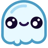 😋 ghost, cute, spooky, friendly, kawaii, cartoon whatsapp sticker