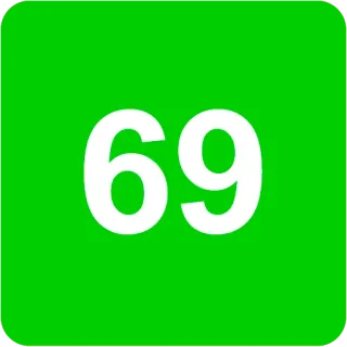 🟩 69 number, green, white, 69 telegram sticker