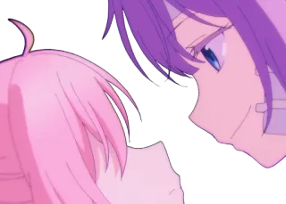 😏 anime, purple hair, pink hair, close up, characters whatsapp sticker