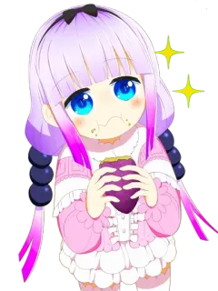 😋 Kanna Kamui Miss Kobayashi's Dragon Maid Anime, Fofo, Kawaii, Kanna, Dragon Maid, Cabelo roxo, Adorável whatsapp sticker