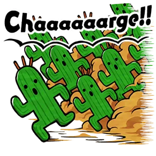 🌵 Chaaaaaarge!! サボテン, 充電, ビデオゲーム, かわいい, 緑, 走る, 漫画 telegram sticker
