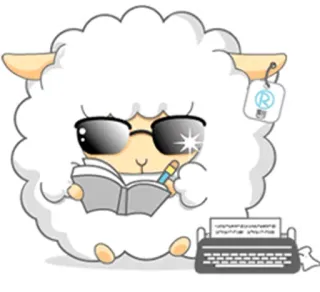 📕 绵羊, 作家, 书, 打字机, 卡通, 眼镜 telegram sticker