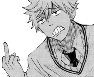 🖕 middle finger, anime, boy, gesture whatsapp sticker