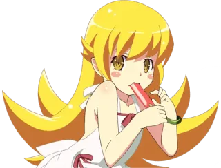 🍦 Shinobu Oshino Monogatari anime, monogatari, shinobu oshino, girl, eating, popsicle, cute telegram sticker