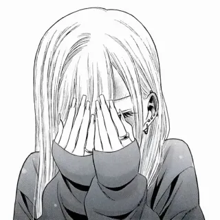 ❤️ animé, manga, triste, fille, pleurs, émotionnel, portrait whatsapp sticker