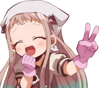 ✌️ chica anime, lindo, signo de la paz, anime, dibujos animados, personaje telegram sticker