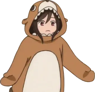 😾 dziewczyna anime, strój misia, uroczy, postać z kreskówki, kawaii telegram sticker