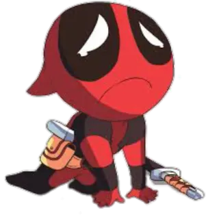 😞 Deadpool Deadpool, Marvel, Cartoon, Sad, Swords telegram sticker