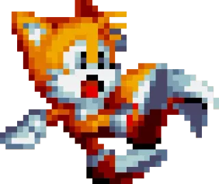 😱 Tails Tails, Sonic the Hedgehog, pixel art, video game character telegram sticker