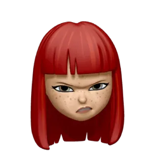 😡 Emoji, arrabbiato, capelli rossi, faccia, donna, meme telegram sticker