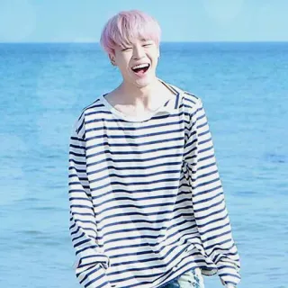 💎 Jimin kpop, ca sĩ, thần tượng, bts, bãi biển, tóc hồng telegram sticker