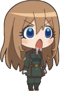 🤤 Anime, Chibi, Uniforme militar, Dibujo animado telegram sticker