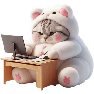 🤓 kat, computer, schattig, dier, kawaii, grappig telegram sticker