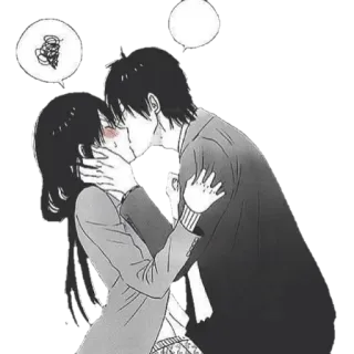 ❤ kiss, romance, couple, anime, manga, love telegram sticker