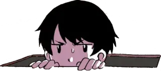 🙈 anime, boy, worried, sweat, manga whatsapp sticker