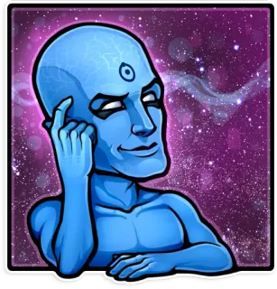 🤓 Dr. Manhattan Watchmen watchmen, dr. manhattan, superhero, comic book, character, thinking telegram sticker