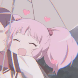 🍄 anime, kawaii, cute, pink hair, hearts, cartoon, animation whatsapp sticker