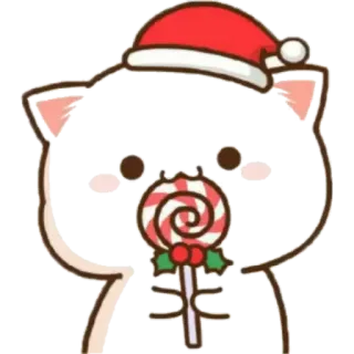 🐼 кот, рождество, шапка Санты, леденец, милый, мультфильм telegram sticker